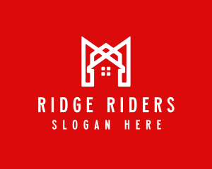 Modern Red Ribbon House logo design