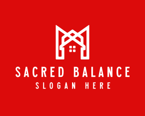 Modern Red Ribbon House logo design