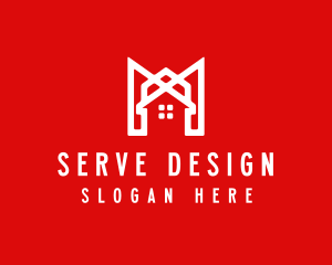 Modern Red Ribbon House logo design