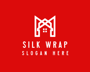 Modern Red Ribbon House logo design