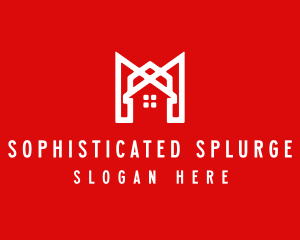 Modern Red Ribbon House logo design