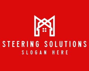 Modern Red Ribbon House logo design