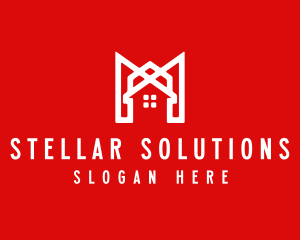 Modern Red Ribbon House logo design