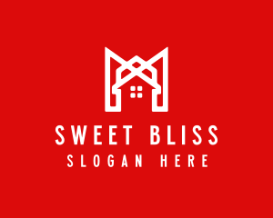 Modern Red Ribbon House logo design