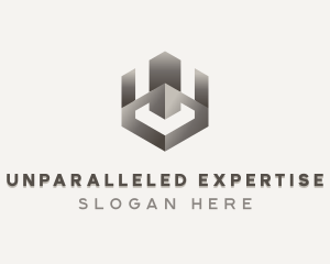 Origami Building Realty Letter U logo design