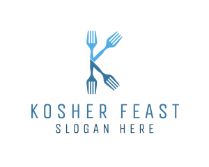 Kitchen Fork Letter K logo design