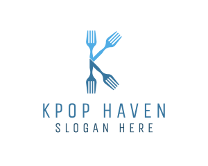 Kitchen Fork Letter K logo design