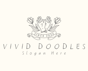 Handdrawn Gardening Gloves logo design