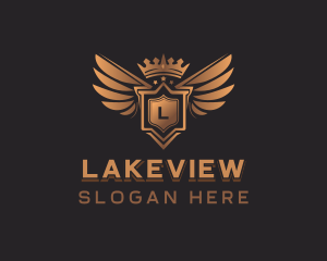 Wings Shield Crown  logo design