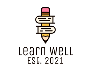 Pencil Learning Book  logo design