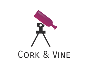 Wine Bottle Telescope logo design