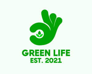 Green Hand Plant  logo design