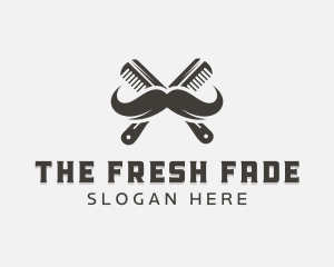 Mustache Comb Grooming logo design