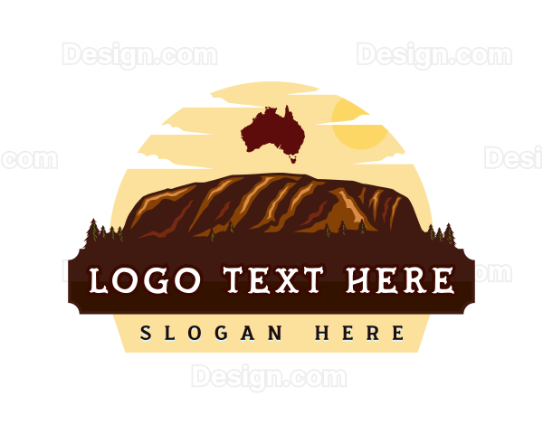 Uluru Mountain Australia Logo