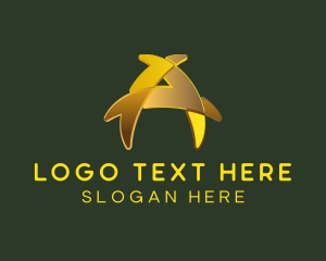 Gold 3D Letter A logo