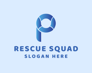 Lifeguard Rescue Buoy Letter P  logo