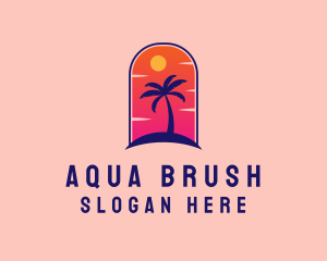 Palm Tree  Beach logo design