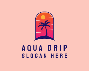 Palm Tree  Beach logo design