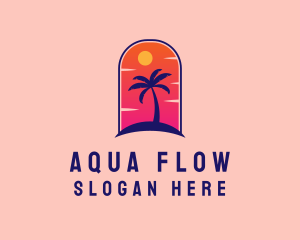 Palm Tree  Beach logo design