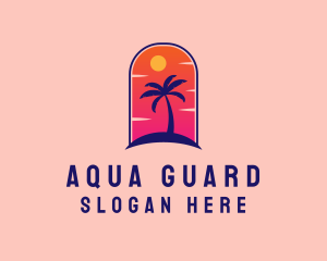 Palm Tree  Beach logo design