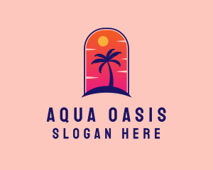 Palm Tree  Beach logo design