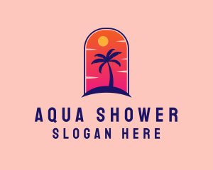 Palm Tree  Beach logo design