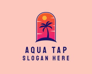 Palm Tree  Beach logo design