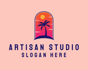 Palm Tree  Beach logo design