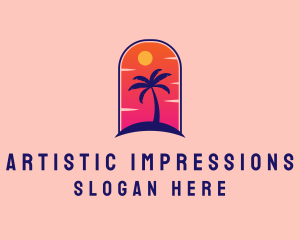 Palm Tree  Beach logo design