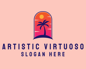 Palm Tree  Beach logo design