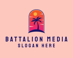 Palm Tree  Beach logo design