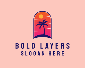 Palm Tree  Beach logo design