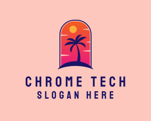 Palm Tree  Beach logo design