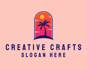 Palm Tree  Beach logo design