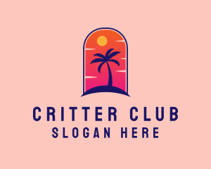 Palm Tree  Beach logo design