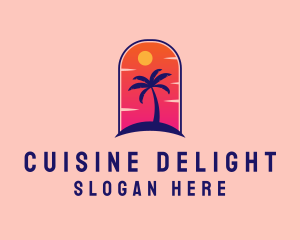 Palm Tree  Beach logo design