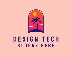 Palm Tree  Beach logo design