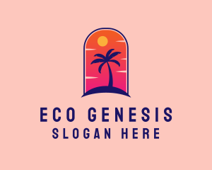 Palm Tree  Beach logo design