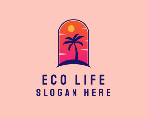 Palm Tree  Beach logo design