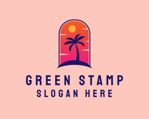 Palm Tree  Beach logo design