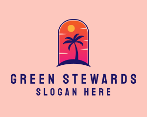 Palm Tree  Beach logo design