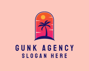 Palm Tree  Beach logo design