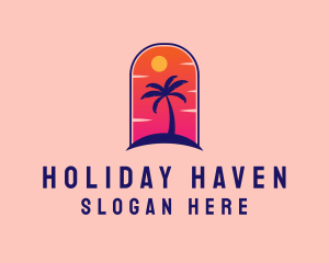 Palm Tree  Beach logo design