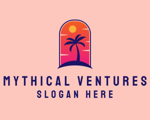 Palm Tree  Beach logo design