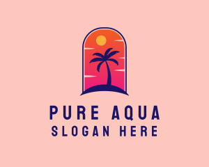 Palm Tree  Beach logo design