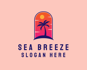 Palm Tree  Beach logo design