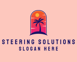 Palm Tree  Beach logo design