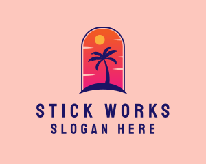 Palm Tree  Beach logo design