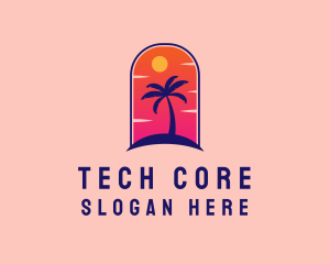 Palm Tree  Beach logo design