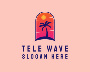 Palm Tree  Beach logo design